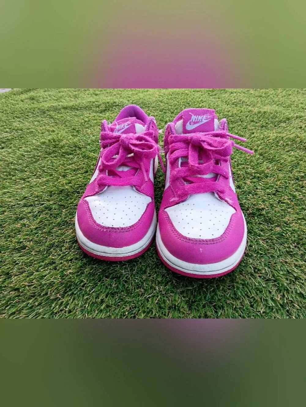 Nike Kids Hot Pink and White Low Top Sneakers - Picture 1 of 3